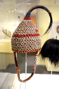 Bwami hat for Kindi level, Lega, South Kivu or Maniema province, Democratic Republic of the Congo, early 20th century, fiber, button, beads, elephant tail hair - Brooklyn Museum - Brooklyn, NY - DSC08470
