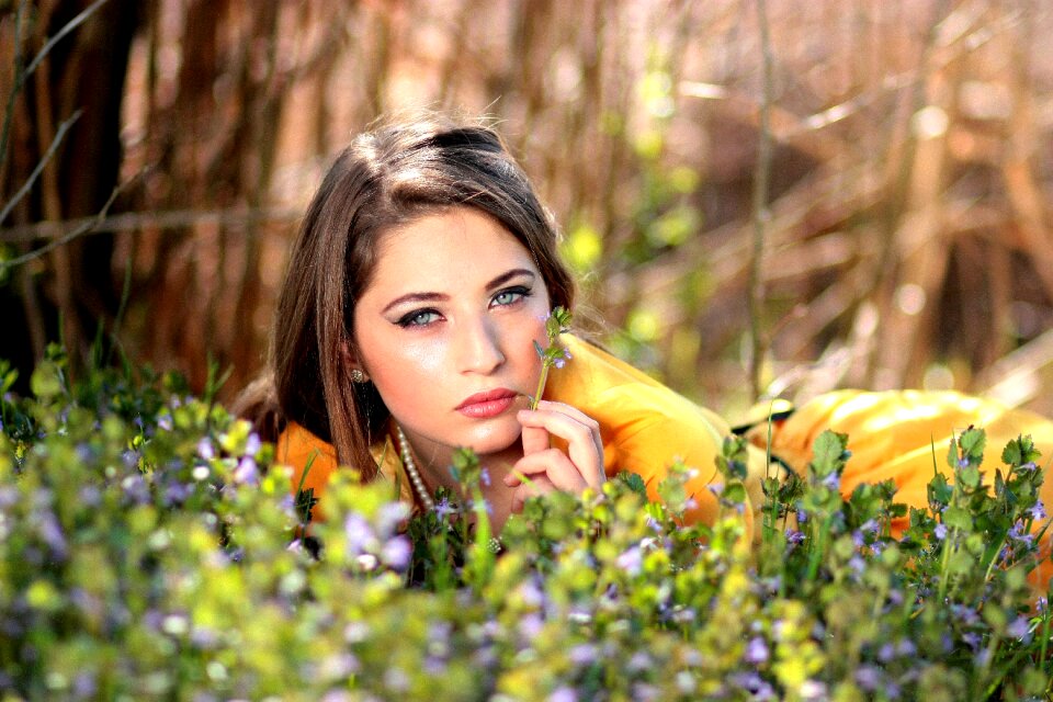 Flowers blonde beauty