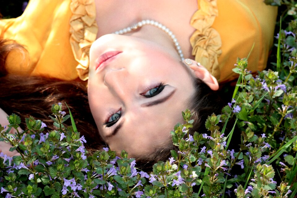 Flowers blonde beauty