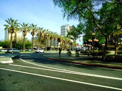 California downtown San Jose park area and trees photo