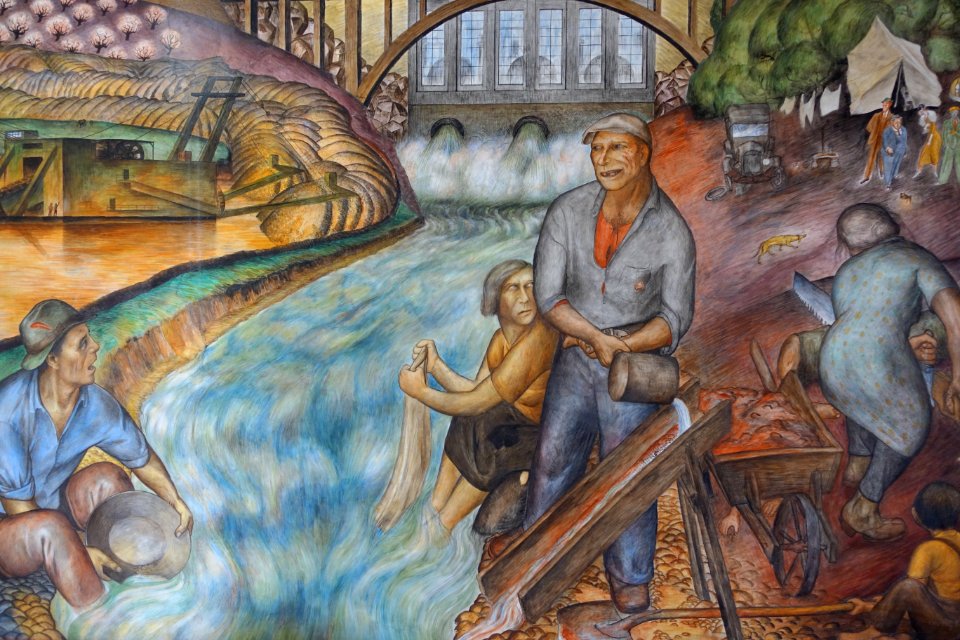 California Industrial Scenes by John Langley Howard, detail - Coit Tower, San Francisco, CA - DSC04732
