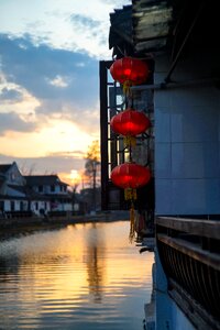 Lantern reflection sunset