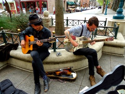 California Santa Cruz street musicians playing