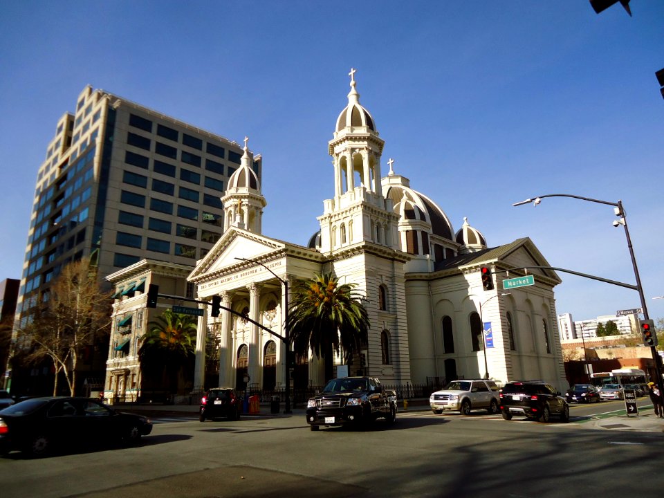 California San Jose downtown view of church