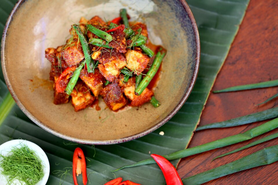 Thai food prik khing crispy pork
