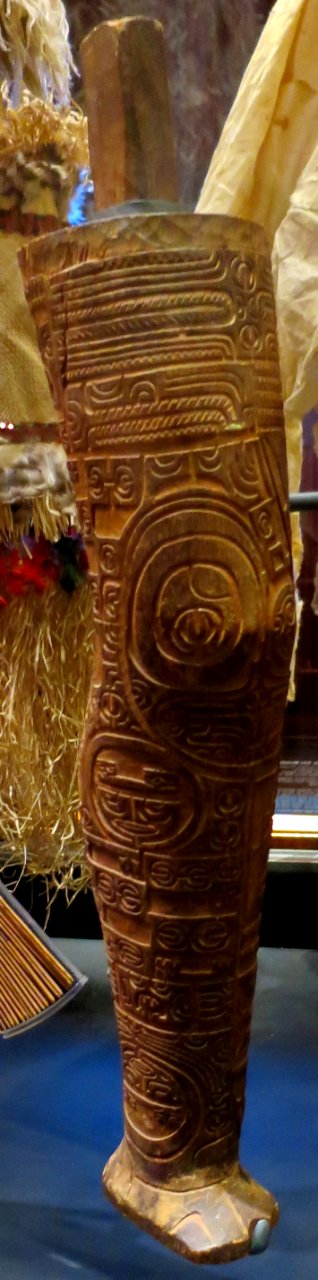 Carved leg, wood, Marquesas, Bishop Museum, accession 08683