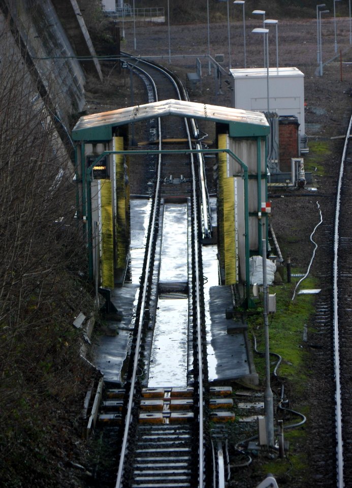 Carriage Washer at Sidings North of Brighton Station (December 2013, seen from Dyke Road Drive)