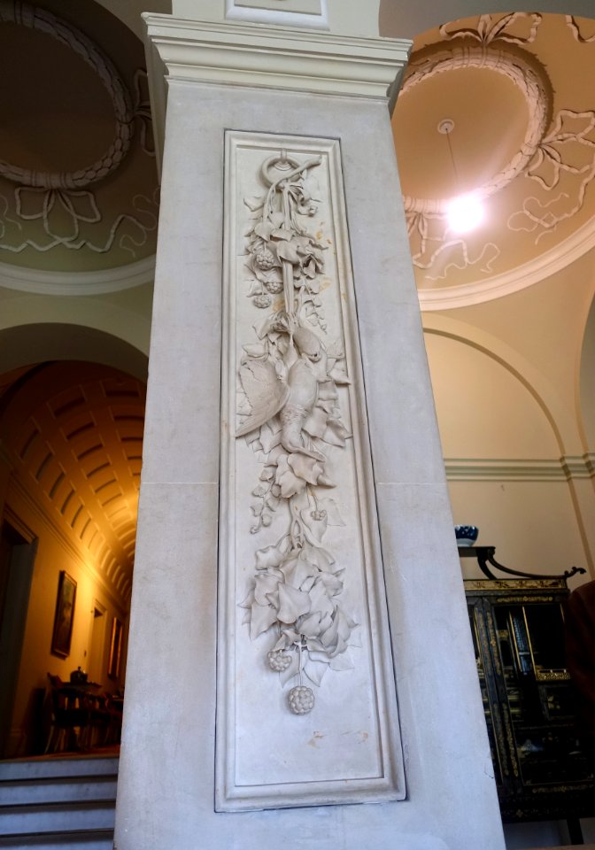 Carved panel depicting a Garland of Birds, Salesilo Angelo Pegrassi, 1846, marble - Kingston Lacy - Dorset, England - DSC03696