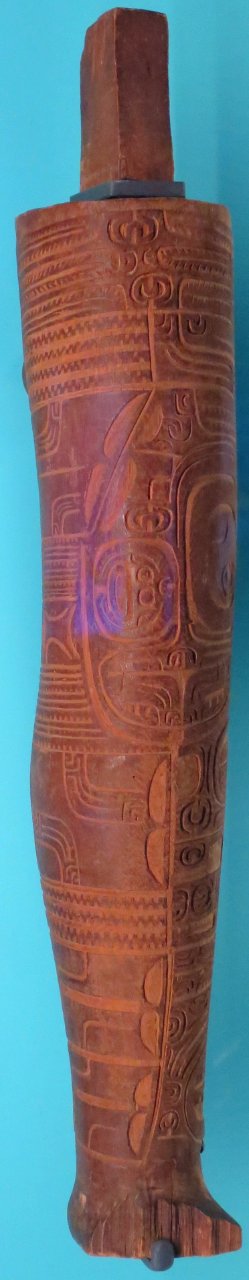 Carved leg, wood, Marquesas, Bishop Museum, accession 08682