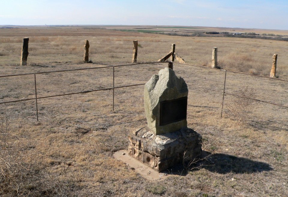 Carver homestead monument (Ness Co KS) looking NW 2