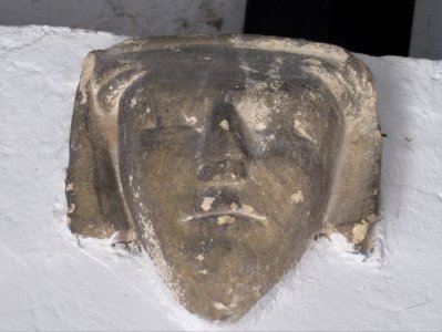 Carved head, St Mary, Sompting 02