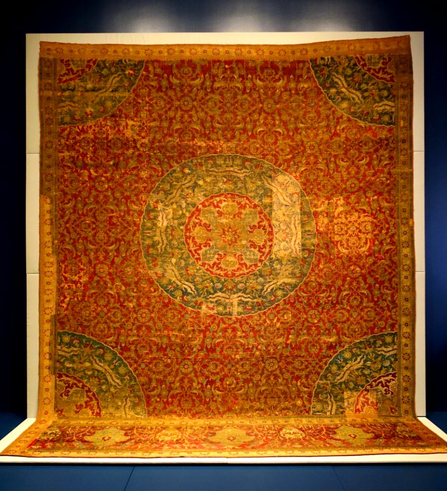 Carpet, Egypt, Cairo, Ottoman Empire, 1550-1600 AD, wool, view 1 - Textile Museum, George Washington University - DSC09808