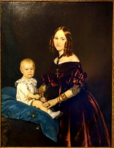 Caroline Freifrau von Bechtolsheim, Freiin von Gagern, with her son Moritz, by Ferdinand von Rayski, Wurzburg, 1838, oil on canvas - Mainfränkisches Museum - Würzburg, Germany - DSC04509