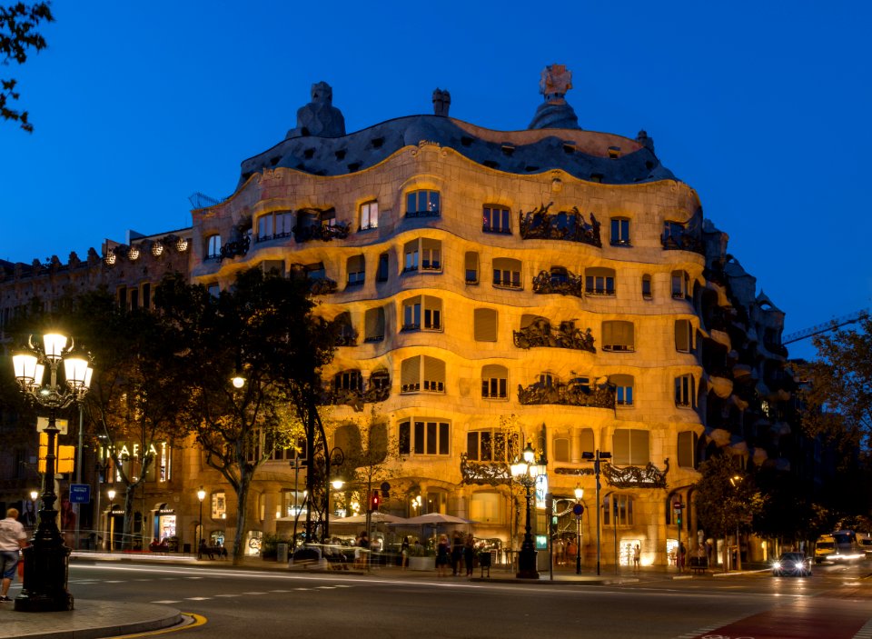 Casa Milà at night