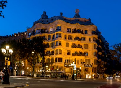 Casa Milà at night