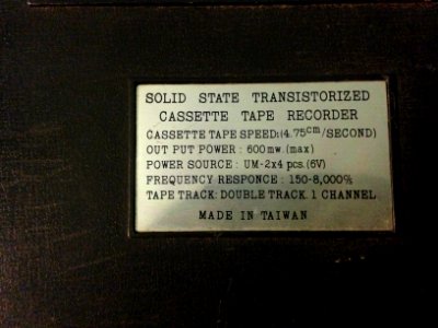 Cassette recorder info