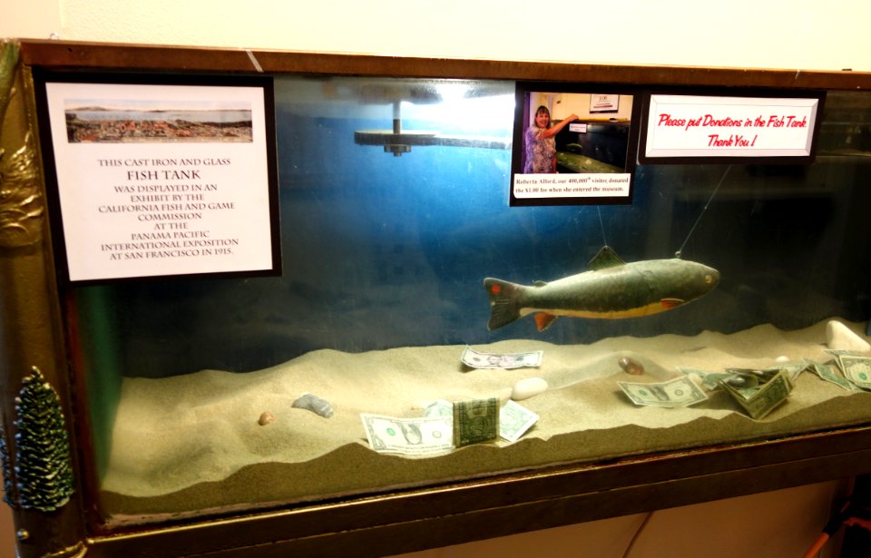 Cast iron and glass fish tank - Mount Shasta Sisson Museum - DSC02794