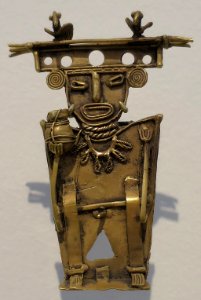 Cast gold male votive figure, Muisca culture, Honolulu Museum of Art, 5171.1
