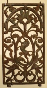 Cast iron grill with unicorn made by Cowie Brothers of Glasgow 