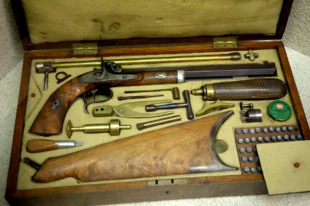 Cased Percussion Target Pistol with Accessories, Morgan James, active 1848-1864, Utica, New York - Huntington Museum of Art - DSC05485