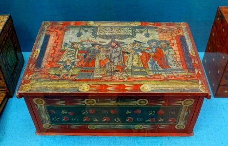 Casket, probably Southern Germany, c. 1560-1570, wood, bismuth-painted - Germanisches Nationalmuseum - Nuremberg, Germany - DSC03104