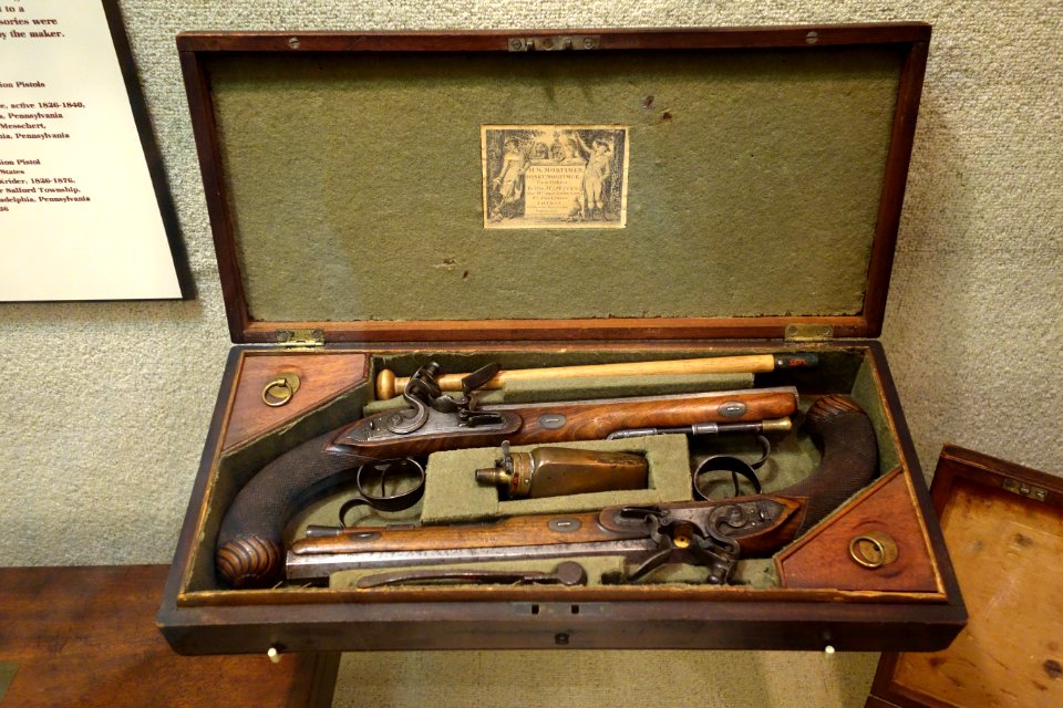 Cased Flintlock Pistols, Harvey Westlake Mortimer, active 1783-1802, London, England, gunmaker to George III - Huntington Museum of Art - DSC05482