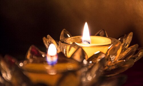 Burning lotus candle