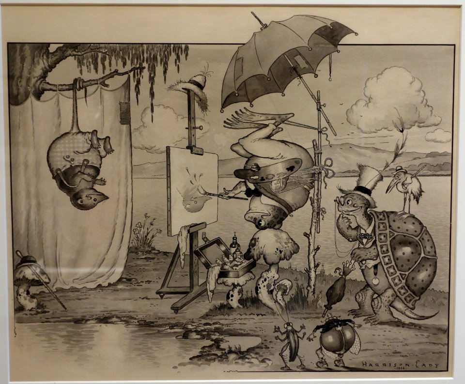 Cartoon for Burgess Series by Harrison Cady, view 1, 1916, published in Life magazine, September 6, 1917, ink and wash on paper - New Britain Museum of American Art - DSC09092