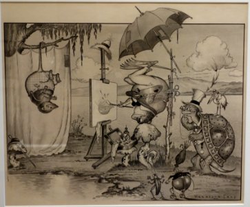 Cartoon for Burgess Series by Harrison Cady, view 1, 1916, published in Life magazine, September 6, 1917, ink and wash on paper - New Britain Museum of American Art - DSC09092