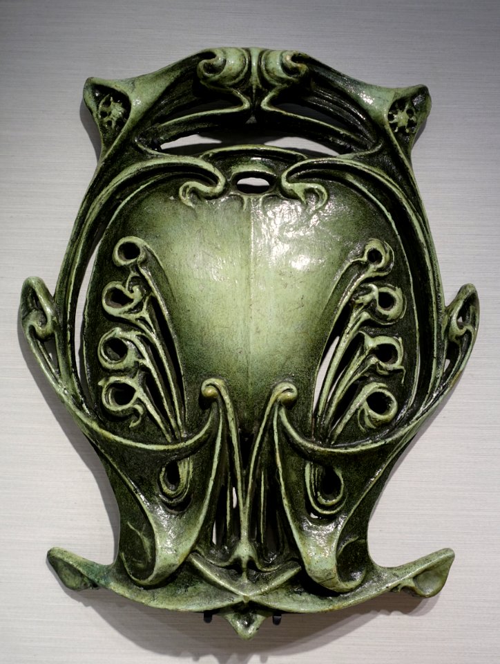 Cartouche for Paris Metro entry, Hector Guimard, c. 1900, cast iron, enamel - Hessisches Landesmuseum Darmstadt - Darmstadt, Germany - DSC00902