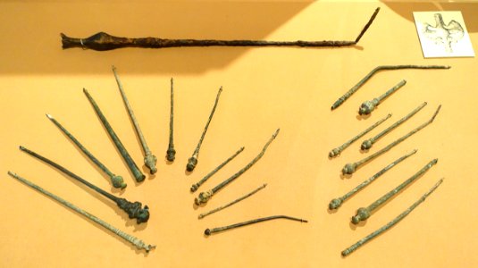 Cast metal pins - Surkh Dum-i-Luri site, Iran, c. 800-650 BC - Oriental Institute Museum, University of Chicago - DSC07963