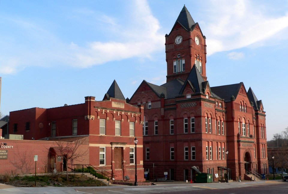 Cass County, Nebraska courthouse and jail from NW 1