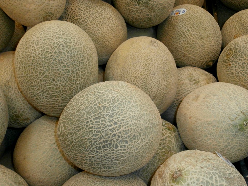 Cantaloupe in a stack