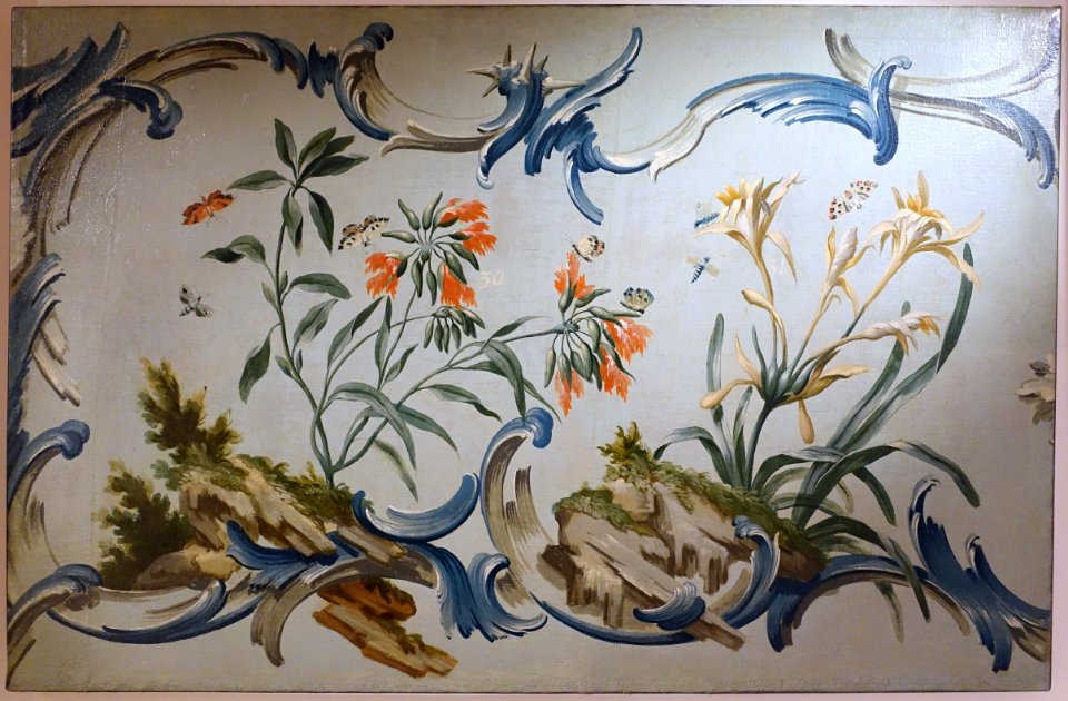 Canvas wallpaper, probably for above a doorway, from the Herrenhaus Dieckhorst, Muden an der Aller, Landkreis Gifhorn, c. 1760-1770, oil on canvas - Braunschweigisches Landesmuseum - DSC04627