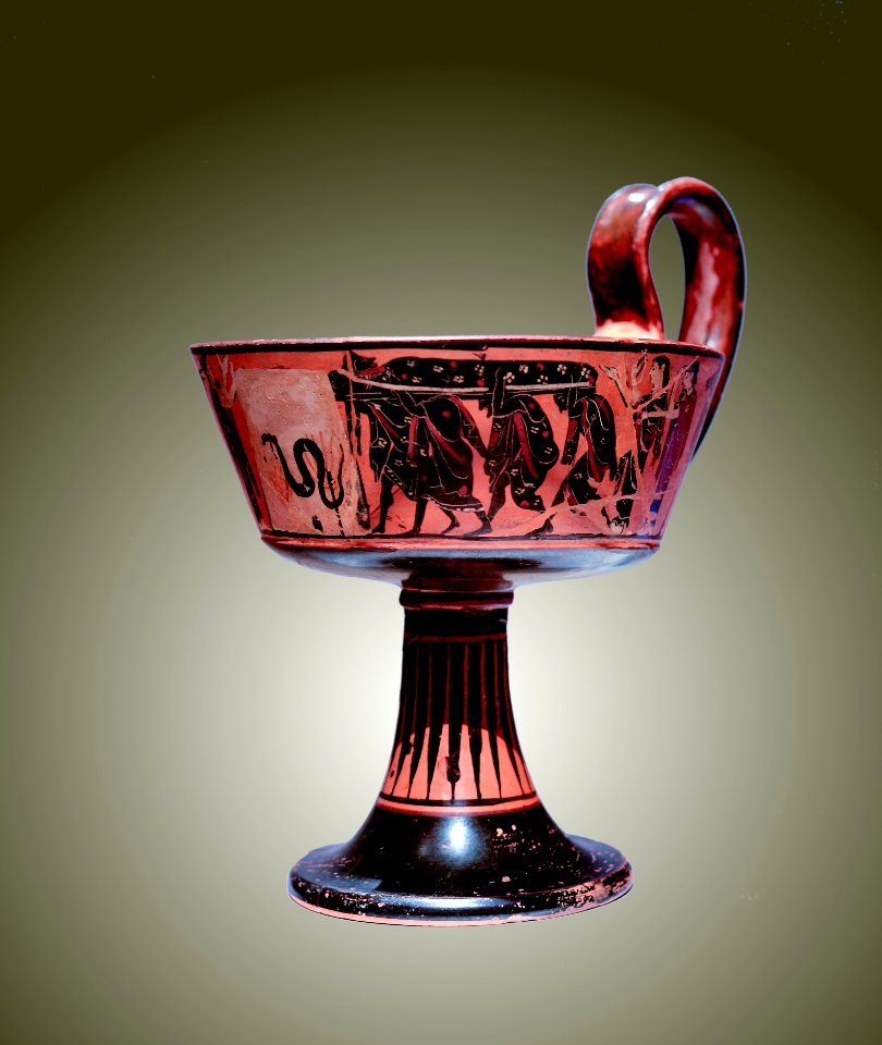 Canthare à une anse, figures noires – MSR – Rituels Grecs – inv 353 (fond clair)