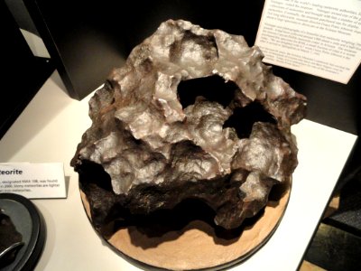 Canyon Diablo Meteorite, collected c. 1900, Barringer Meteorite Crater, Arizona - Springfield Science Museum - Springfield, MA - DSC03387
