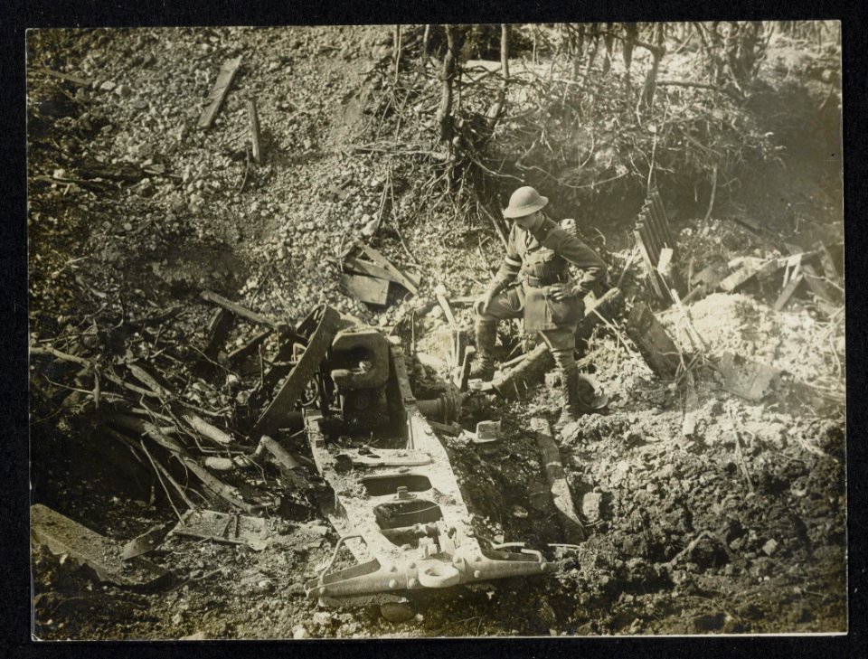 Captured German field gun at Courcelette, Bestanddeelnr 158-1115