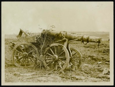 Captured German howitzers photographed on battlefield, Bestanddeelnr 158-0183