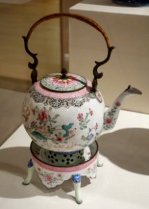 Canton Enamel Hot Water Kettle and Burner, Qianlong Period, 1736-1795, enamel on brass - Huntington Museum of Art - DSC05277