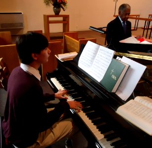 Capitola Dickerson memorial 10 piano student Sam Sulcer at piano and singer Bill Robinson