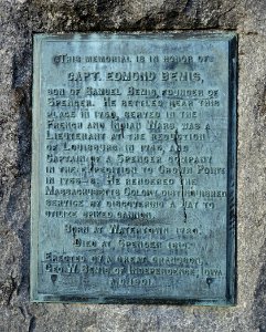 Capt. Edmond Bemis monument plaque - Bemis Memorial Park - Spencer, Massachusetts - DSC08291