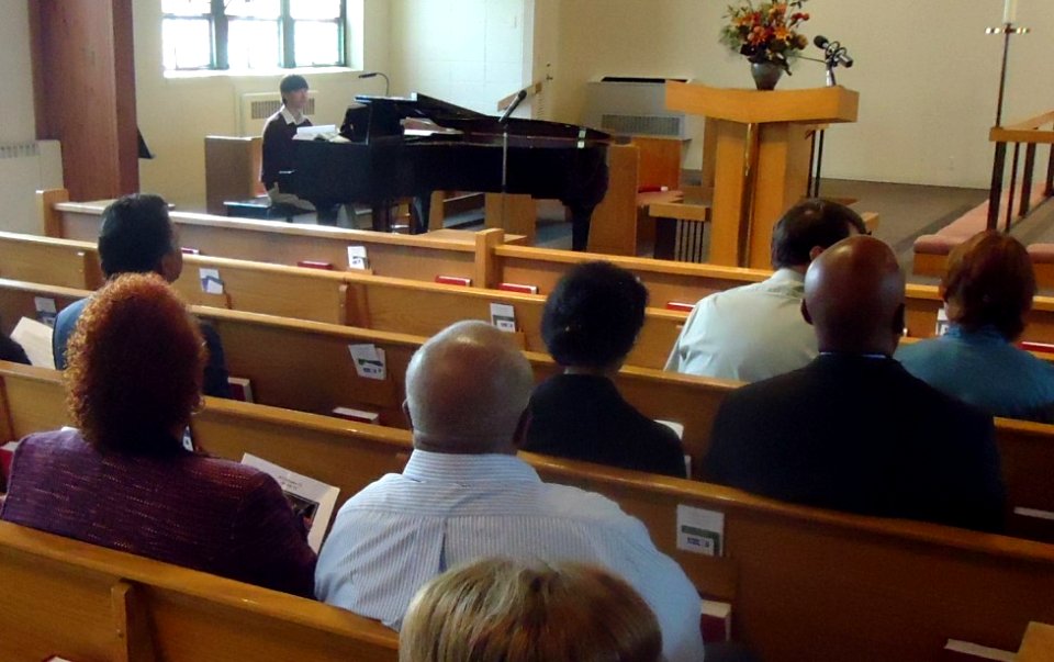 Capitola Dickerson memorial 35 Samuel Sulcer playing before service