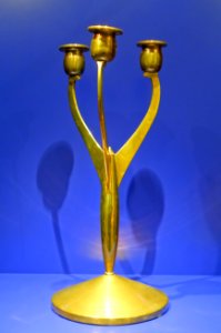 Candlestick by Paul Haustein, c. 1904, brass - Museum Künstlerkolonie Darmstadt - Mathildenhöhe - Darmstadt, Germany - DSC06286
