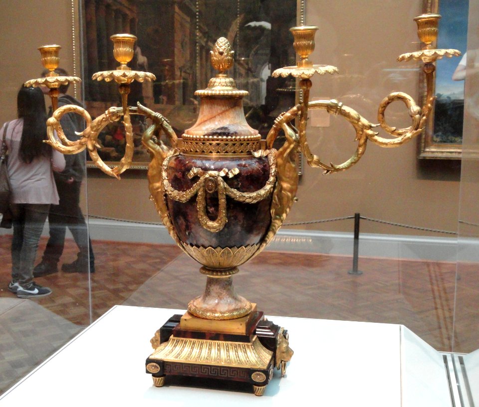 Candelabrum, c. 1770, by Matthew Boulton and John Fothergill, Derbyshire fluorspar, gilt bronze, tortoiseshell veneered wood - Art Institute of Chicago - DSC09483