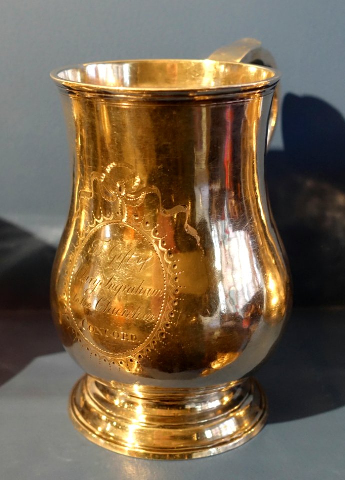 Cann marked by Jacob Hurd (1702-1758), Boston, 1730-1740, silver - Concord Museum - Concord, MA - DSC05697