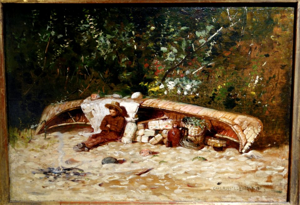 Canoeist Resting by Charles Russell Loomis, 1882, oil on canvas - New Britain Museum of American Art - DSC09320