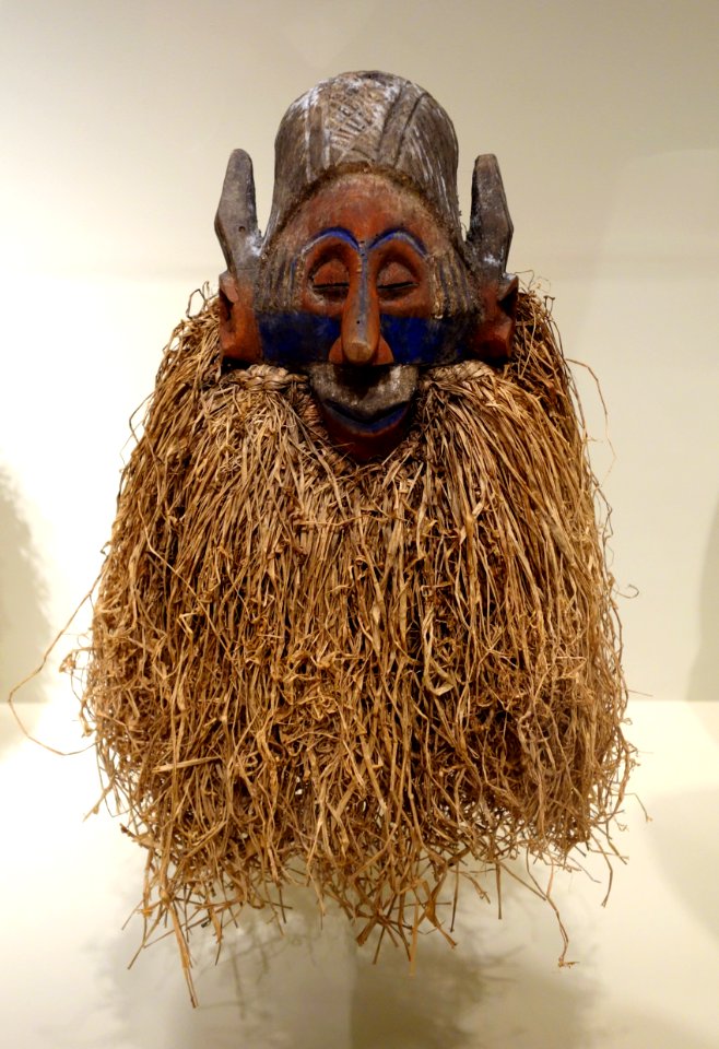Cap mask, Democratic Republic of the Congo, Yaka peoples, early to mid 20th century, wood, pigment, raffia - Cincinnati Art Museum - DSC04284