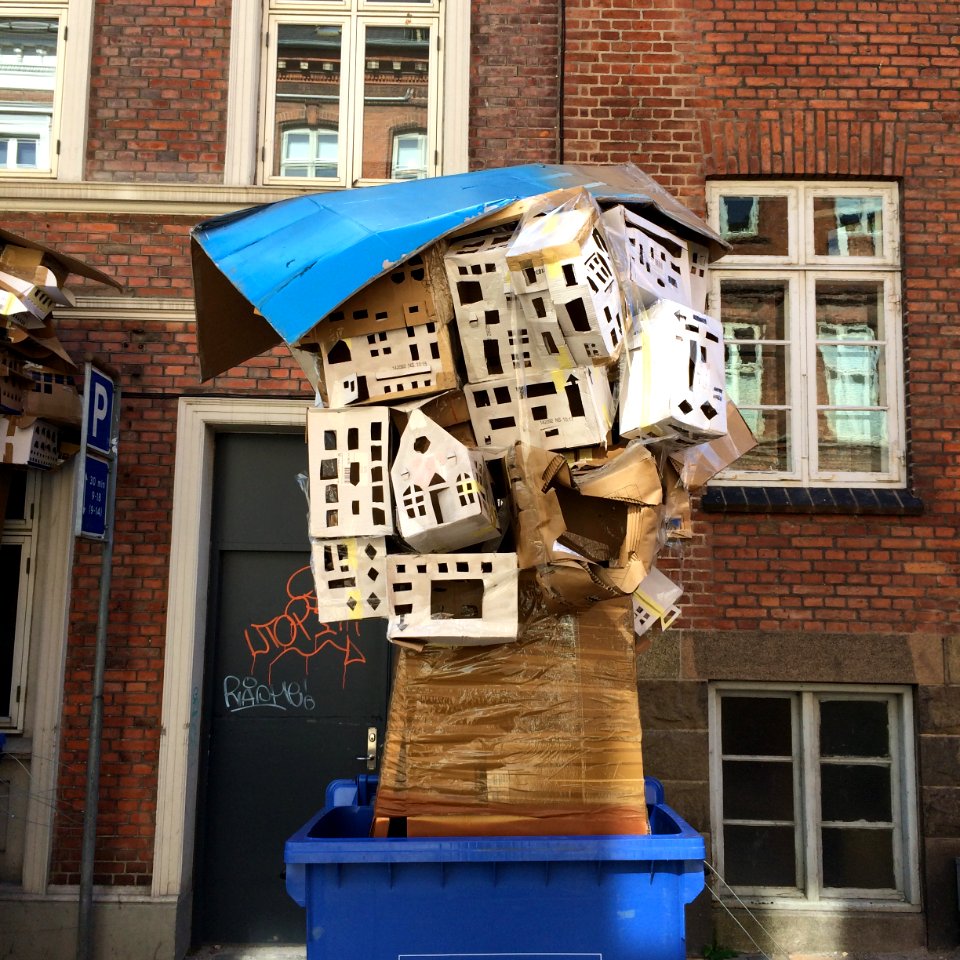 Cardboard houses in a dumpster 2014-08-19 15.48.35