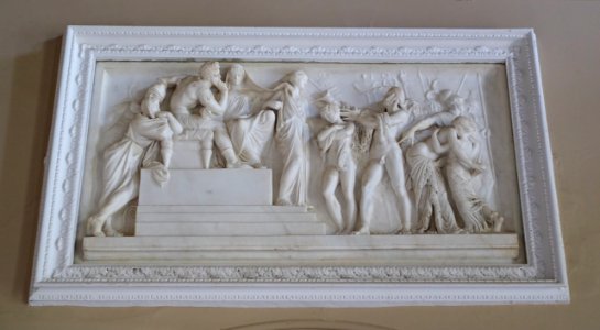 Caractacus Pleading Before the Emperor Claudius in Rome, by Thomas Banks, 1774-1777, marble - Stowe House - Buckinghamshire, England - DSC07090