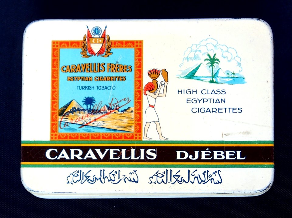 Caravellis Djébel Chocolate Cigarettes blikje met arabische opdruk, foto 1